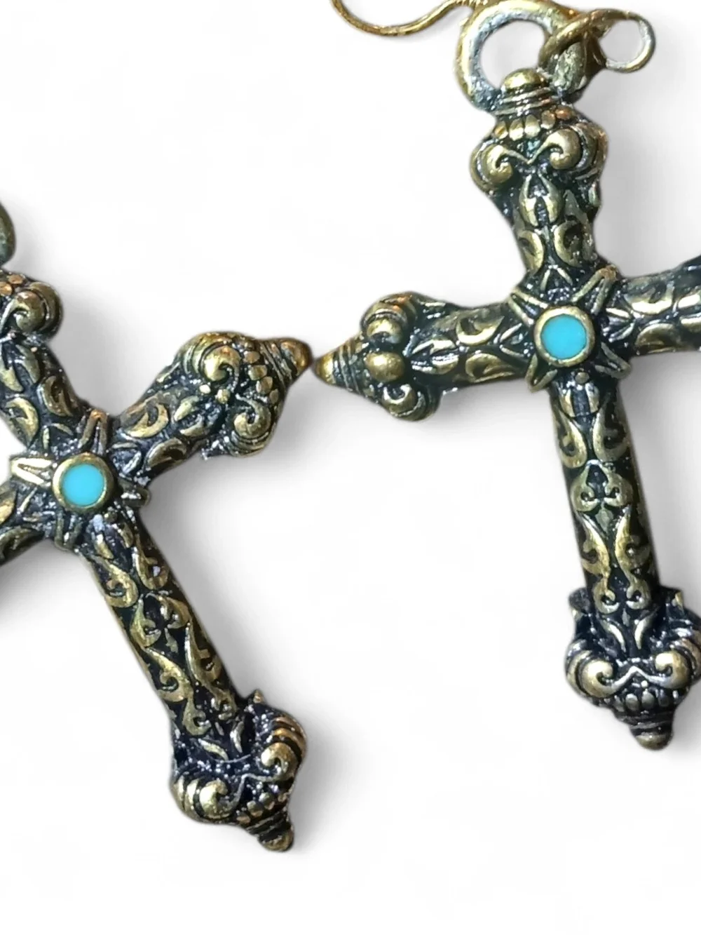 Women's Vintage-Style Large Cross Drop Earrings